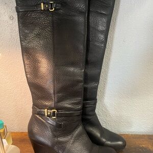 Coach Addair Black Leather Knee-High Boots